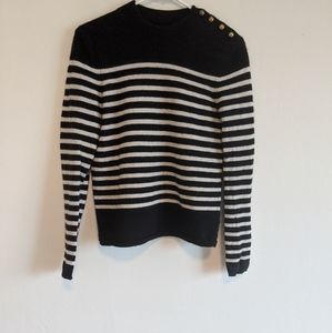 Stripe cashmere sweater with gold button details